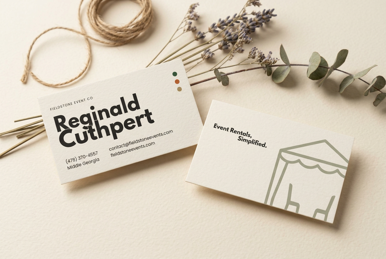 Fieldstone Event Co business card mockup