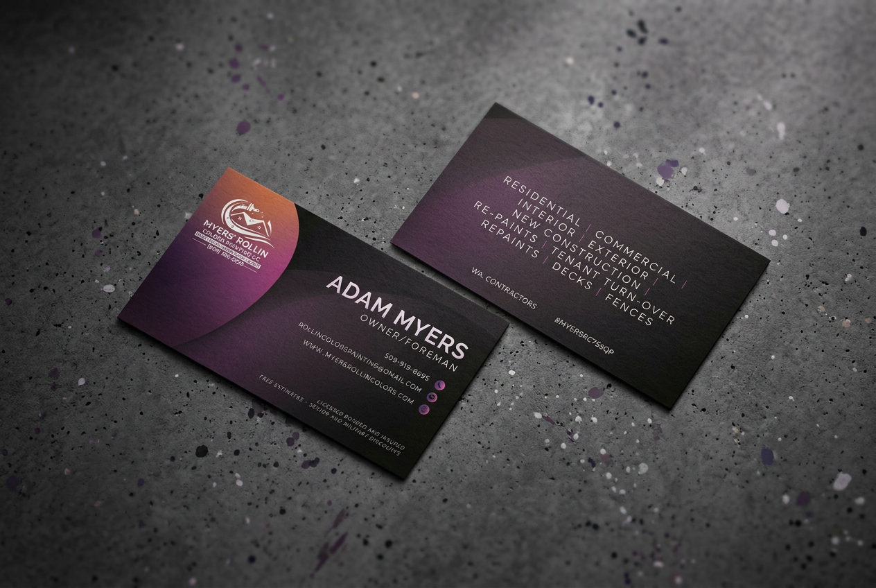 Myers' Rollin Colors business card mockup