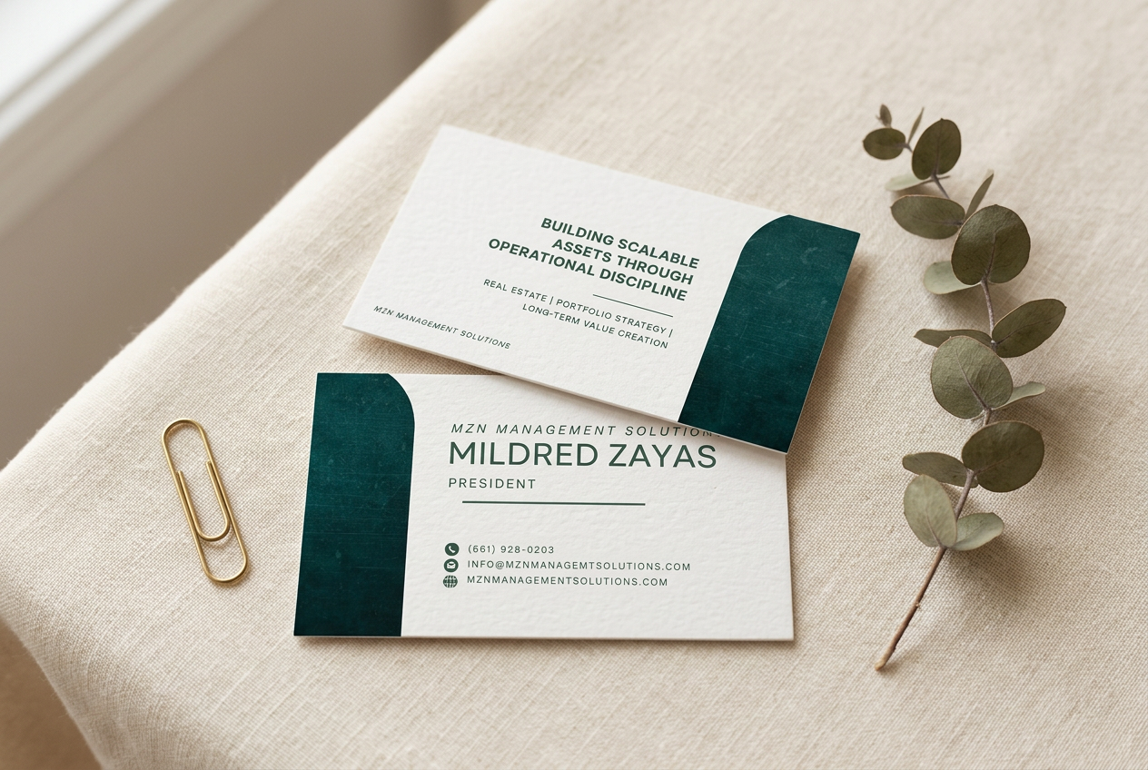 MZN Management business card mockup
